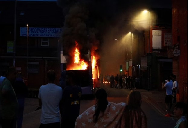 Leeds Riots: Bus set on fire, police car overturned. What's happening in UK city?..... See more