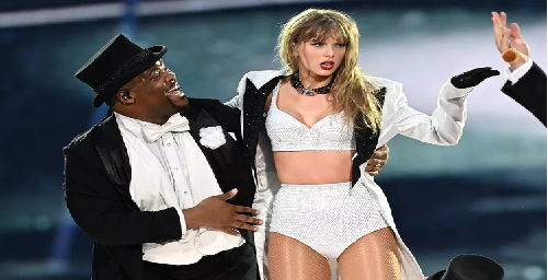 Taylor Swift's Dancer Jokes He Was 'Demure' During Stage Fall That almost Tripped